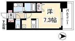 ライジングコート名古屋駅南 8階ワンルームの間取り