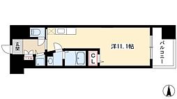 名駅アイサンメゾン 6階ワンルームの間取り