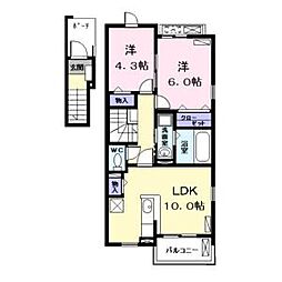 ガーデンハウスN 2階2LDKの間取り