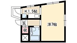 ルミエールサコー 1Kの間取図画像
