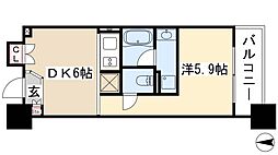 グランアベニュー栄 1DKの間取図画像