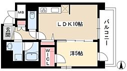 クリスタル丸の内 1LDKの間取図画像