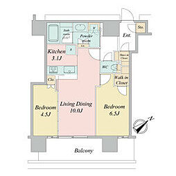 NAGOYAtheTOWER 2LDKの間取図画像