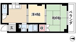 三沢第二マンションりわ 2Kの間取図画像