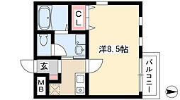 エスポワール 1Kの間取図画像