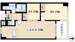 グランアベニュー栄 2LDKの間取図画像