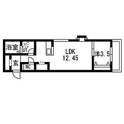 ティンガーラ須ヶ口 EAST 1LDKの間取図画像