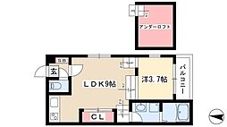 ハーモニーテラス上石川町3 1LDKの間取図画像