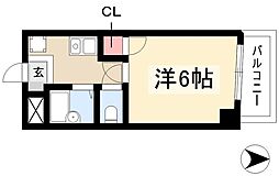 ドルフ亀島1 1Kの間取図画像