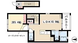コズミックプレイス 1LDKの間取図画像