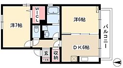 ヴィラ・ルージュ 2DKの間取図画像