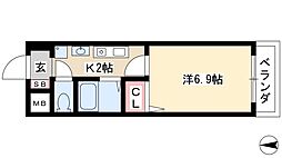 プリーマ 1Kの間取図画像