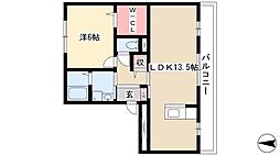 ホープM3 1LDKの間取図画像