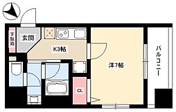 CITYSPIRE名古屋本陣 1Kの間取図画像