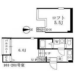 ハーモニーテラス栄生 1Kの間取図画像