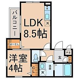 LeoAries 1LDKの間取図画像