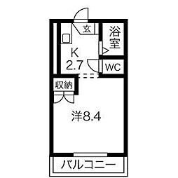 ヘーベルエスパス5A 1Kの間取図画像