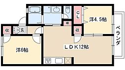 メゾンハッシャ・KA 2LDKの間取図画像
