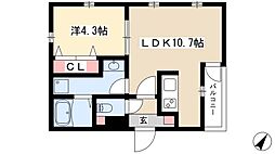 CherimHattaWest 1LDKの間取図画像