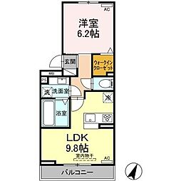 キーファ松葉町 1LDKの間取図画像