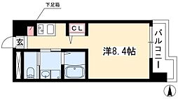 ピーステン名駅南 ワンルームの間取図画像