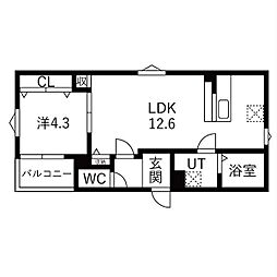 グランフォーレ中村日赤 1LDKの間取図画像