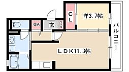セジュール大秋 1LDKの間取図画像