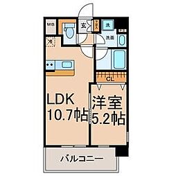 プレミアム浅間町 1LDKの間取図画像