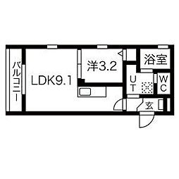 DELA庄内 1LDKの間取図画像