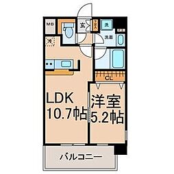 プレミアム浅間町 1LDKの間取図画像