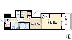 エステムプラザ名古屋駅前プライムタワー 1DKの間取図画像
