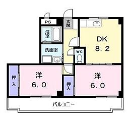 西中コーポ 2DKの間取図画像