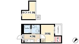 ハピネス笈瀬 1Kの間取図画像