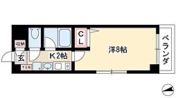 レージュウイング 1Kの間取図画像