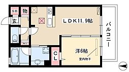 レクシオン横井 1LDKの間取図画像