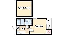 FELICE3 1Kの間取図画像