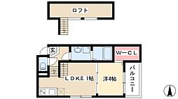 カーサビオラ栄生 1LDKの間取図画像