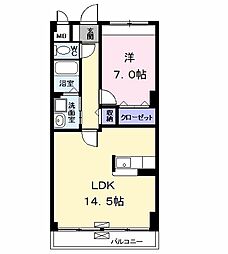 レジデンス佳世 1LDKの間取図画像