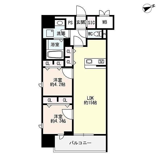 ザ・シンフォニア新栄THE SINFONIA SHINSAKAE ｜愛知県名古屋市中区新栄2丁目(賃貸マンション2LDK・4階・57.85㎡)の写真 その2