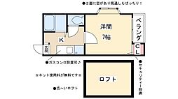 エンルート栄生 1階1Kの間取り