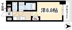 ディアレイシャス名古屋太閤通III 10階1Kの間取り