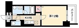 メイプル岩塚本通 4階1Kの間取り