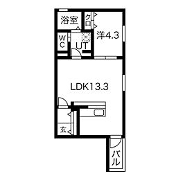 MS　佐古前 2階1LDKの間取り