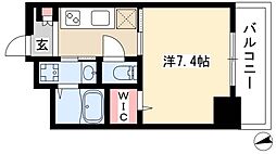 UN ROOM 7階1Kの間取り