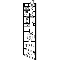 PHOENIX KANAYAMA 2階ワンルームの間取り