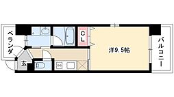 CASTELLO LUSSO 4階1Kの間取り