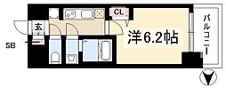 プレサンス太閤通駅前デュプル 2階1Kの間取り