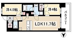 プレサンス名駅南ブリエ 10階2LDKの間取り