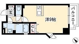 パルティール鶴舞 5階ワンルームの間取り