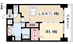 プレサンス鶴舞公園セラヴィ 14階1LDKの間取り
